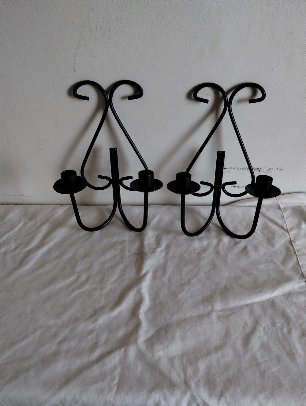 Black Metal Wall Candle Holder - Decorative Pair